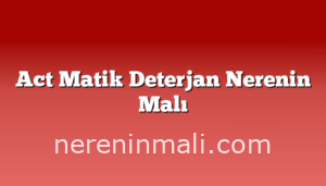 Act Matik Deterjan Nerenin Malı