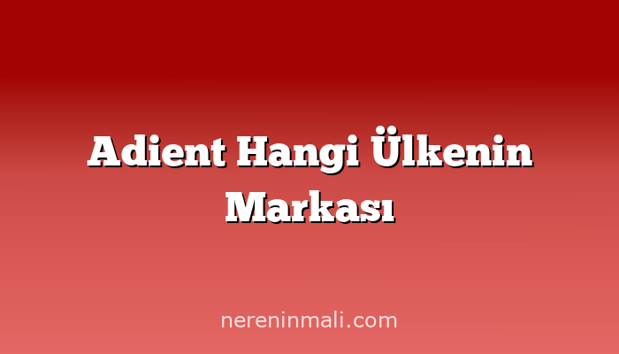 Adient Hangi Ülkenin Markası