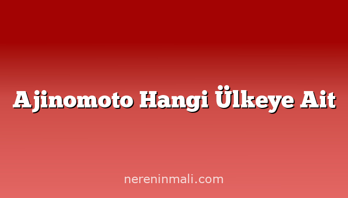 Ajinomoto Hangi Ülkeye Ait