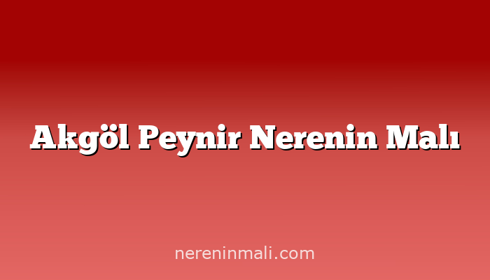 Akgöl Peynir Nerenin Malı