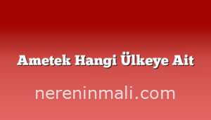 Ametek Hangi Ülkeye Ait