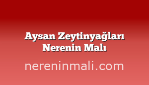 Aysan Zeytinyağları Nerenin Malı