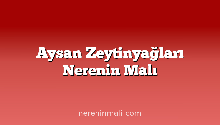 Aysan Zeytinyağları Nerenin Malı