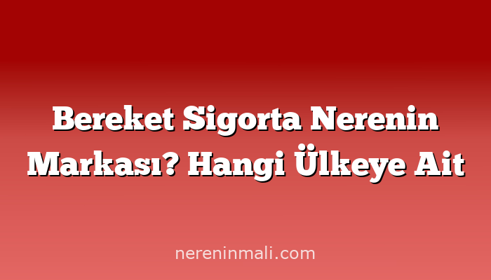 Bereket Sigorta Nerenin Markası? Hangi Ülkeye Ait