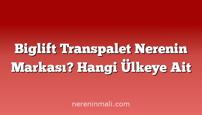 Biglift Transpalet Nerenin Markası? Hangi Ülkeye Ait