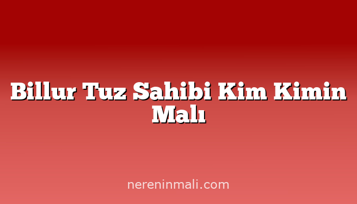 Billur Tuz Sahibi Kim Kimin Malı