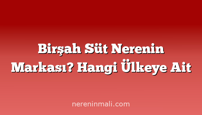 Birşah Süt Nerenin Markası? Hangi Ülkeye Ait