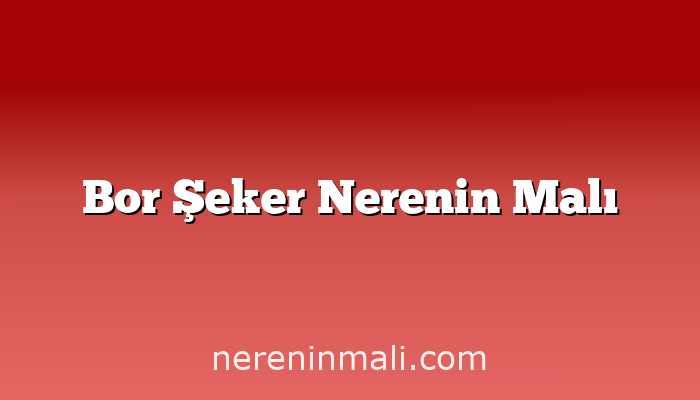 Bor Şeker Nerenin Malı