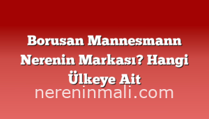 Borusan Mannesmann Nerenin Markası? Hangi Ülkeye Ait