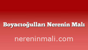 Boyacıoğulları Nerenin Malı