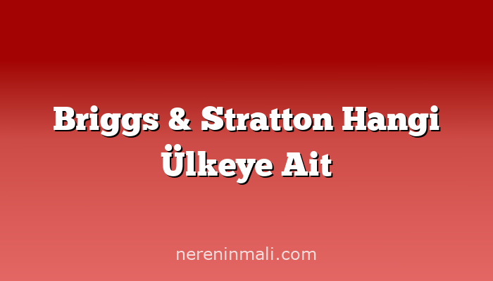 Briggs & Stratton Hangi Ülkeye Ait