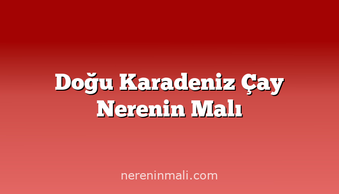 Doğu Karadeniz Çay Nerenin Malı