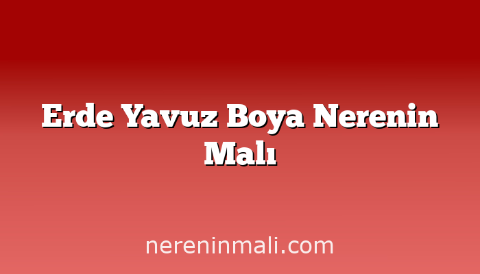 Erde Yavuz Boya Nerenin Malı