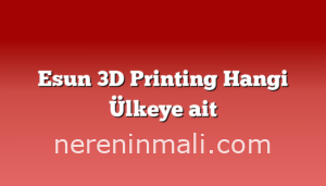 Esun 3D Printing Hangi Ülkeye ait