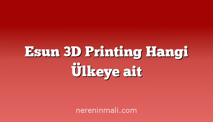 Esun 3D Printing Hangi Ülkeye ait