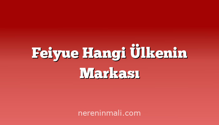 Feiyue Hangi Ülkenin Markası