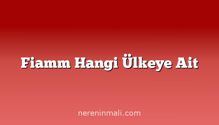 Fiamm Hangi Ülkeye Ait