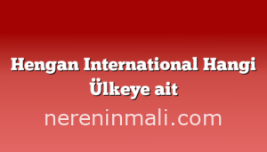 Hengan International Hangi Ülkeye ait