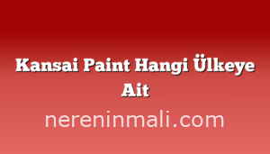 Kansai Paint Hangi Ülkeye Ait