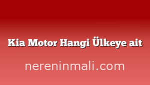 Kia Motor Hangi Ülkeye ait