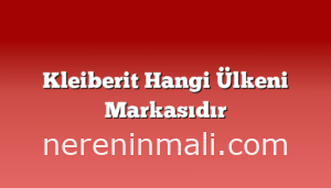 Kleiberit Hangi Ülkeni Markasıdır