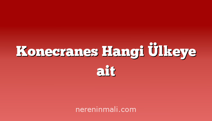 Konecranes Hangi Ülkeye ait