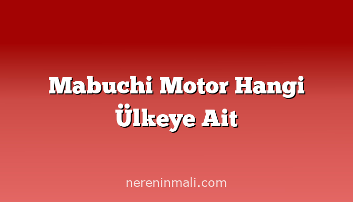 Mabuchi Motor Hangi Ülkeye Ait