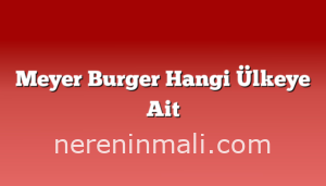 Meyer Burger Hangi Ülkeye Ait