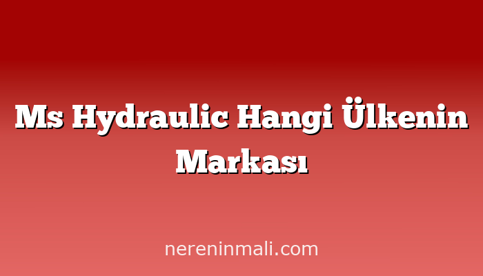 Ms Hydraulic Hangi Ülkenin Markası