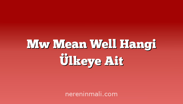 Mw Mean Well Hangi Ülkeye Ait