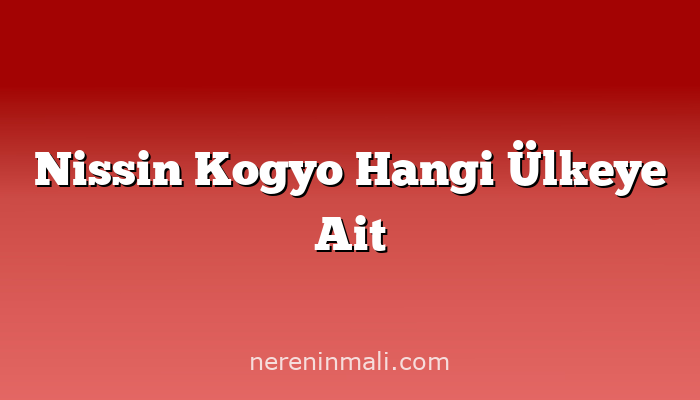 Nissin Kogyo Hangi Ülkeye Ait