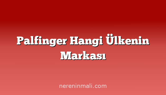 Palfinger Hangi Ülkenin Markası