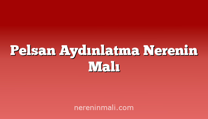 Pelsan Aydınlatma Nerenin Malı