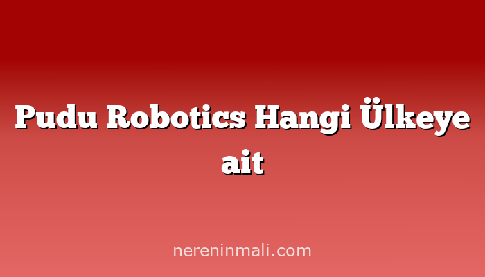 Pudu Robotics Hangi Ülkeye ait