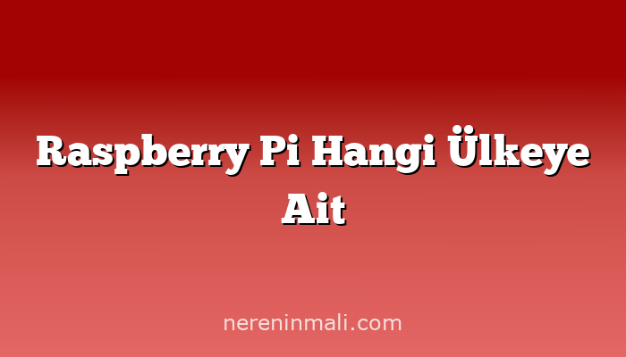 Raspberry Pi Hangi Ülkeye Ait