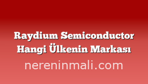 Raydium Semiconductor Hangi Ülkenin Markası