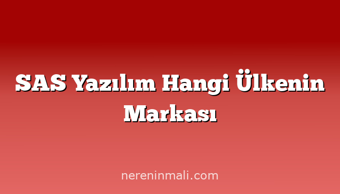 SAS Yazılım Hangi Ülkenin Markası