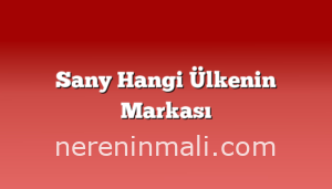 Sany Hangi Ülkenin Markası