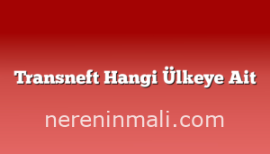 Transneft Hangi Ülkeye Ait