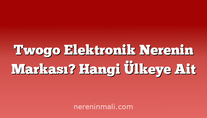 Twogo Elektronik Nerenin Markası? Hangi Ülkeye Ait