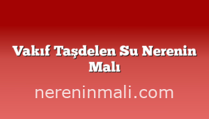 Vakıf Taşdelen Su Nerenin Malı