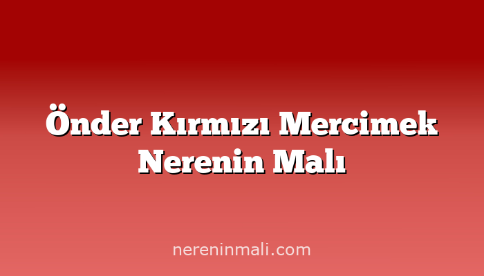 Önder Kırmızı Mercimek Nerenin Malı