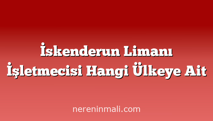 İskenderun Limanı İşletmecisi Hangi Ülkeye Ait