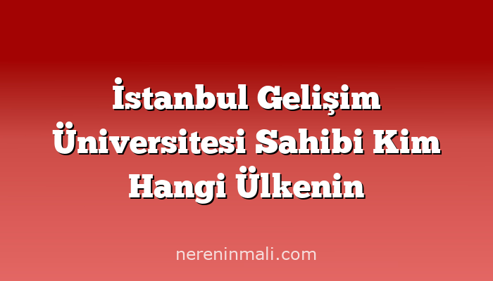 İstanbul Gelişim Üniversitesi Sahibi Kim Hangi Ülkenin