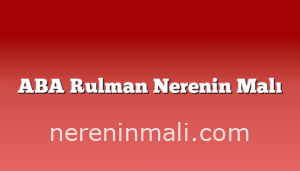 ABA Rulman Nerenin Malı