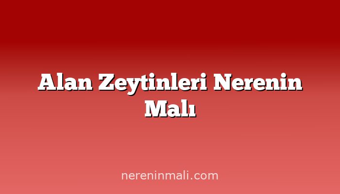 Alan Zeytinleri Nerenin Malı