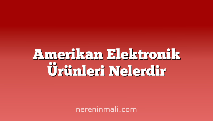 Amerikan Elektronik Ürünleri Nelerdir