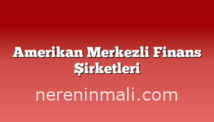 Amerikan Merkezli Finans Şirketleri