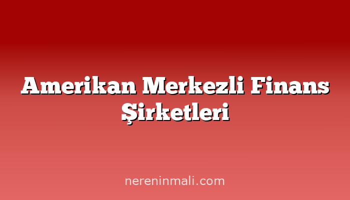 Amerikan Merkezli Finans Şirketleri