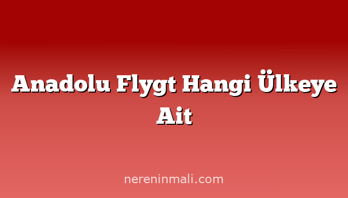 Anadolu Flygt Hangi Ülkeye Ait